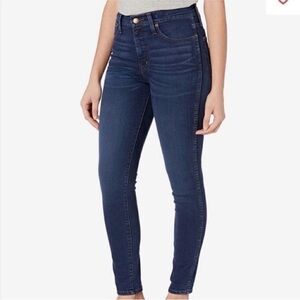 MADEWELL 10” high rise skinny jeans size 27 dark wash blue denim pockets stretch